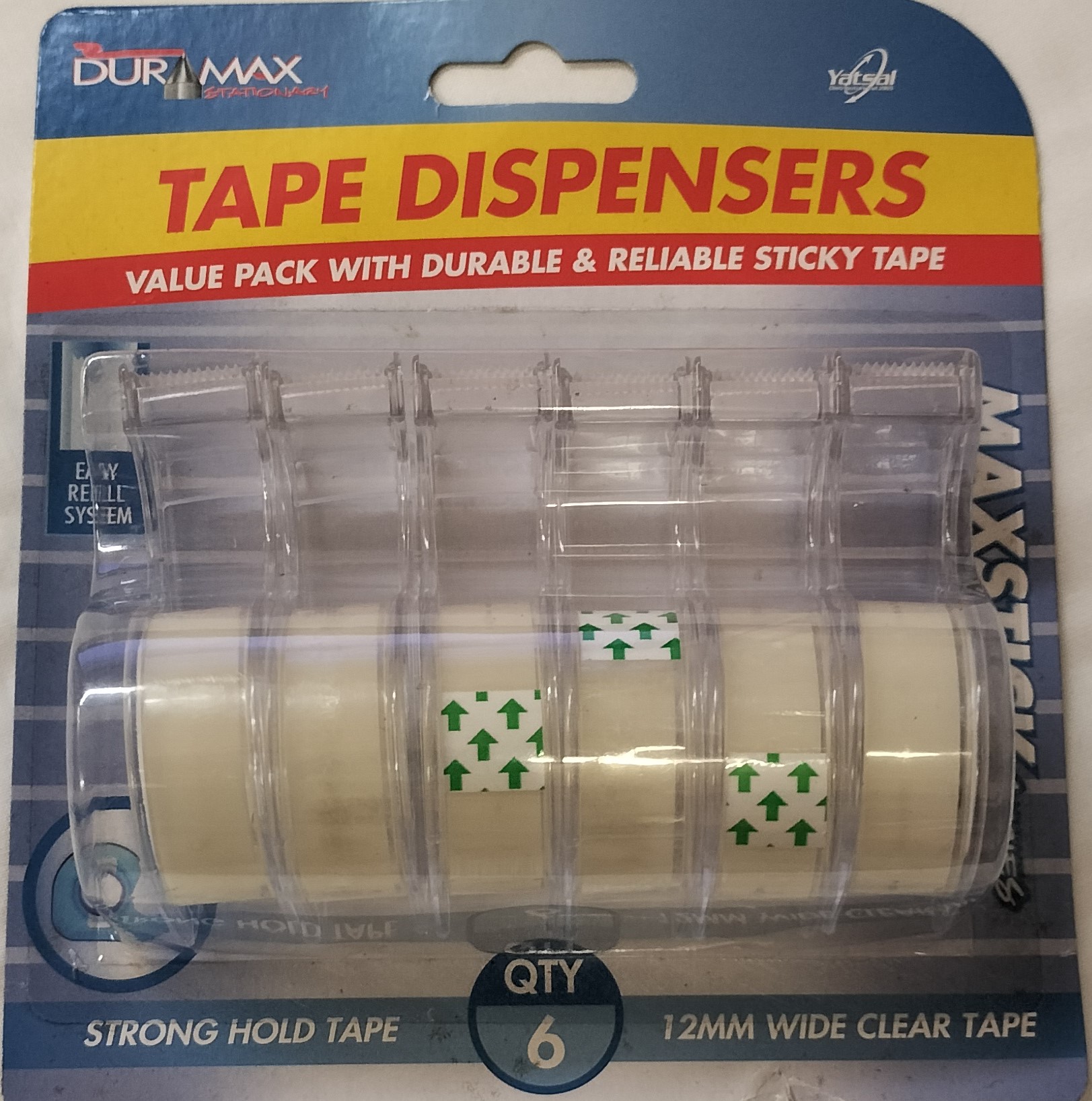 Sticky Tape on Dispenser 12mm Pk 6